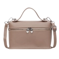 Minimalist fall crossbody handbag in beige pebble leather with heart-shaped zipper - Khaki