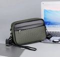 Pochette business intrecciata verde e nera con tracolla regolabile da uomo - Verde Militare (C302—2)