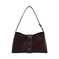 Dark brown retro underarm bag in premium synthetic leather with gold buckle detail - Brown