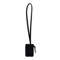 Mini black suede neck wallet pouch with long lanyard for 2025 trendy minimalist styling - Black