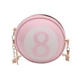 Borsa a tracolla rotonda rosa biliardo palla 8 con catena dorata da donna - Rosa