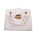 Elegant white quilted crossbody handbag with classic gold chain and metal buckle detail - 23*17*10 / White