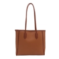 Borsa tote marrone scuro con trama intrecciata e grande capacità per donna - Cuoio
