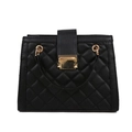 Classic black quilted tote bag with golden metal buckle and chain handle accents - 23*17*10 / Black