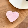 Close-up of pink heart-shaped phone grip with glitter star sequins and ice textures - Electroplated Heart Stand - Starry Shell - Pink