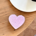 Detail of heart-shaped phone grip with purple glitter and star sequins on wooden table - Electroplated Heart Stand - Starry Shell - Purple