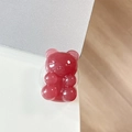 Dettaglio ravvicinato dell'anello supporto per telefono a forma di orsetto rosa gelatina - Gelatina Chiara Rosso Scuro