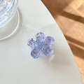 Macro detail of purple floral phone grip featuring sparkling sequins and acrylic finish - Cherry Blossom Sugar Heart Style / Purple