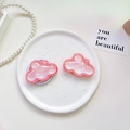 Glitzernder rosa Wolken-Handyhalter auf Porzellantablett mit Perlenzubehör - Magnetischer Ständer / Perlglanz Wolke-Rot