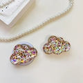 Macro-opname van de wolkvormige telefoonhouder met glitter glitters en vouwbare basis - Transparante Standaard / Wolk - Gekleurde Pailletten - Nr. 4