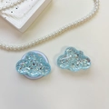 Detail of light blue glitter cloud phone grip showing both front and back adhesive side - Cloud - High-Glow Sequins - Blue