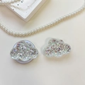Close-up of cloud-shaped phone socket with glitter sequins and retractable white base - Cloud - High-Glow Sequins - Silver