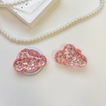 Detailed view of cloud-shaped phone grip with pink glitter and sequins on a white surface - Cloud - High-Glow Sequins - Red