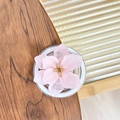 Detail van roze bloem telefoonhouder met doorschijnende bloembladen en gouden kern - Roze