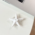 Detailed view of white 3D starfish phone socket with realistic resin texture and base - Airbag Starfish / White