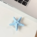 Macro shot of 3D blue starfish phone grip with textured surface on a white desk - Airbag Starfish / Light Blue