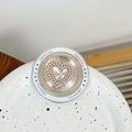Detail of heart phone grip with pearls and rhinestones on a Gift For You holder - Pearl Hollow Heart (Silver)
