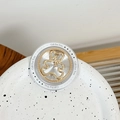 Close-up of magnetic phone grip with golden bear design and Gift For You engraving - Hollow Fat Bear (Silver)