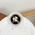 Detail of magnetic flower bowknot phone grip with pearls and 'Gift For You' text - Three Pearl Flowers (Black)