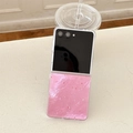 Pink pearlescent star sequin case detail for Samsung Galaxy Z Flip foldable phones - Samsung ZFlip3 / Foil Pattern Starry Sky Epoxy Pink