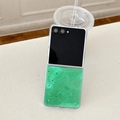 Detail of green wavy glitter case for Samsung Z Flip with sparkling star sequins - Foil Pattern Starry Sky Epoxy Green