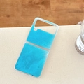 Detail view of the blue ocean texture with glitter on foldable Z Flip phone case - Samsung ZFlip3 / Foil Pattern Starry Sky Epoxy Blue