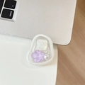 Detail of floral resin phone socket with purple flower and white pearl inlay - Irregular Ring - Glitter Cat Eye Flower - Purple