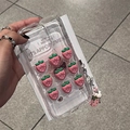 Custodia trasparente fragola 3D per iPhone 16 Pro Max con cordino decorativo in rilievo - Fragola Rosa 3D Trasparente (Glitter epossidico) / iPhone 7/8/SE 2020