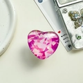Detailansicht der herzförmigen Handyhalterung mit rosa Geometrie-Muster und Glanzfinish - Transparenter Ständer-Kristallglas Herz-Rosarot Splitter