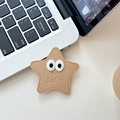Détail du support de téléphone en similicuir en forme d'étoile avec yeux et Smile - Style Yeux d'Étoile en Cuir / Khaki