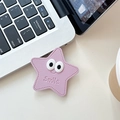 Support de téléphone étoile en cuir rose avec grands yeux, texte smile et grain lychee - Style Yeux d'Étoile en Cuir / Violet