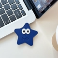 Supporto per cellulare a stella in pelle blu con grandi occhi e scritta Smile - Stile Occhi di Stella in Pelle / Blu Reale