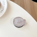 Macro view of fish-shaped phone socket grip with purple resin and pearl bead details - Magnetic Matte Taiyaki Brown Glitter (With Pearl)