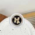 Magnetic flower bow phone grip with black CD texture and gold bow detail - French Bowknot (Black)