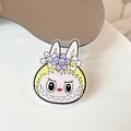 Detailansicht eines Handyhalters aus Acryl mit Cartoon-Hasenmonster und Blumen - Transparenter Ständer-Blume-Gelb