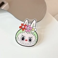 Detail of acrylic phone stand with cute cartoon bunny character and floral hair accessories - Transparent Stand-Flower-Light Green