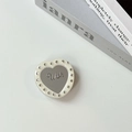 Detail of heart-shaped magnetic phone grip with acrylic mirror, rhinestones and Wish text - Transparent Stand - Rhinestone Wish Heart Mirror / White