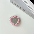 Macro shot of pink heart phone grip with mirror surface and rhinestone inlay detail - Transparent Stand - Rhinestone Wish Heart Mirror / Pink