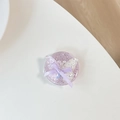 Macro shot of purple glitter phone grip with translucent butterfly and ribbon bow detail - Standard Adhesive Version - Polka Dot Glitter Glue Ribbon Bow Tie - Floral Purple