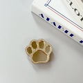Close-up of cat paw phone grip with crystal rhinestones and integrated makeup mirror - Cat Claw - Gold