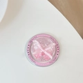 Close-up of pink glitter liquid phone grip with ribbon bow and Gift For You text - Magnetic Gift Version - Polka Dot Glitter Glue Ribbon Bow Tie - Floral Pink