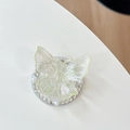 Vue détaillée du support de téléphone papillon irisé vert avec perles et strass - (4 Perles de Forage) Magnétique - Colle à Gouttes de Ciel Étoilé - Grand Papillon Coloré - Jaune