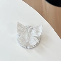 Detailed view of a 3D pearl white butterfly phone grip with rhinestones and pearl trim - (4 Drill Beads) Magnetic - Starry Sky Dripping Glue - Large Colorful Butterfly - Pearl White