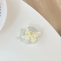 Detail of floral butterfly phone socket with sequins and yellow ribbon bow accent - Standard Adhesive Version - Polka Dot Glitter Glue Ribbon Bow Tie - Floral Yellow