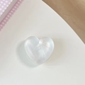 Macro detail of a pearl white heart-shaped glitter phone grip with iridescent finish - Matte Heart Holder-Cloud Glitter White