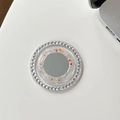 Detail of round telescopic phone stand with rhinestones, colorful dots and mirror surface - (White Diamond) Magnetic - Epoxy Color Polka Dot Mirror - Transparent