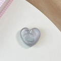 Macro detail of 3D silver heart phone grip with glitter finish on white surface - Matte Heart Holder-Cloud Glitter Grey