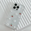 Glitzer-iPhone-Hülle mit 3D-Kirschen, Perlenherzen und Stern-Pailletten, transparent - Rotes Herz Kirsche (iPhone 7/8/SE 2020)