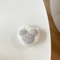 Detail of plush bear phone socket with sparkling rhinestone Mickey ears and a white finish - Plush Rhinestone Cartoon Mouse Head / White