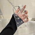 Transparente iPhone-Hülle mit Glitzer, 3D-Kirschmuster und weißen Perlen-Details - Galvanisierter Rahmen-Glitzer Tropfkleber-Perle Mini Rosa Diamant Kirsche / iPhone 16e